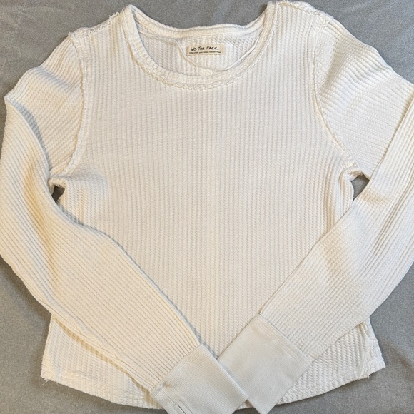 We The Free Tops - We The Free Cream Waffle-Knit Long Sleeve Top